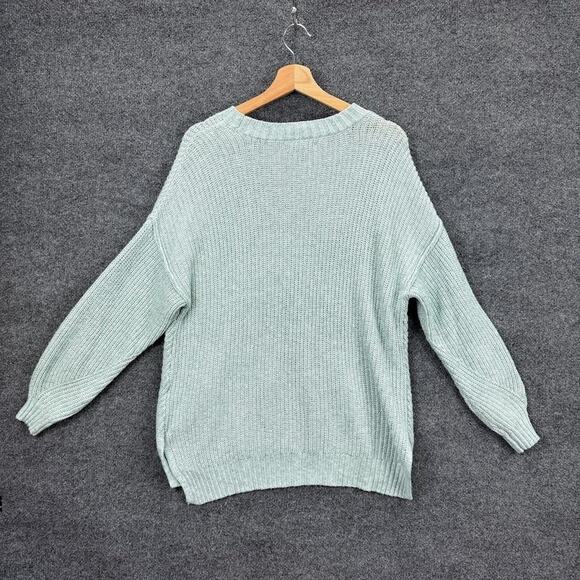 American Eagle Sweater Womens Medium teal Knit Pullover Crewneck Cozy Soft - Picture 6 of 13